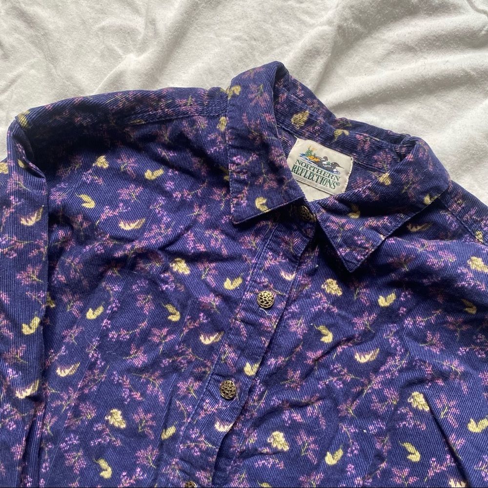 vintage corduroy patterned purple button up